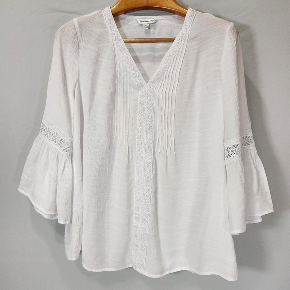 Counterparts White Lace Accent Blouse - Picture 2 of 10
